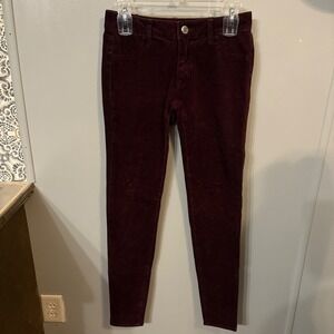 American Eagle Dark Maroon Corduroy 360°‎ Super Stretch Jegging (Women's 0 Long)